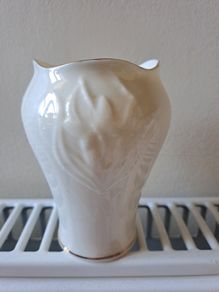 Belleek brown stamp bud vase