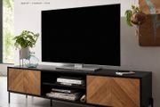 163cm TV Console in Black &amp; Oak Finish
