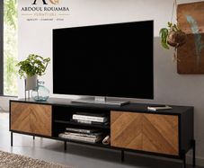 163cm TV Console in Black & Oak Finish