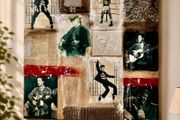 Large mixed media collage artwork  81times81cm