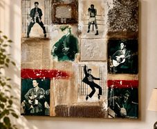 Large mixed media collage artwork  81times81cm