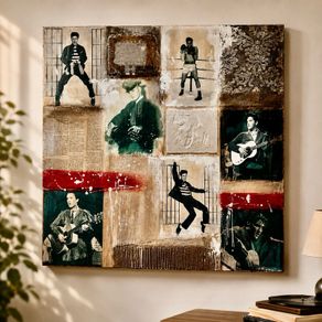 Large mixed media collage artwork  81times81cm