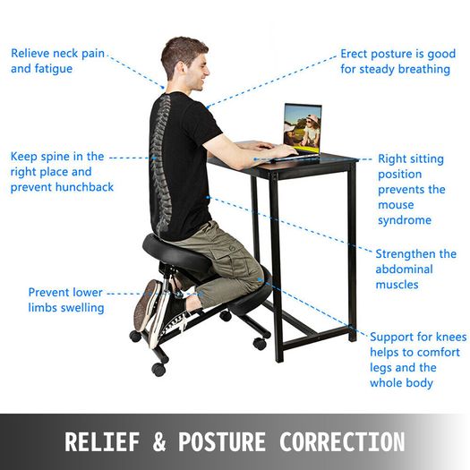 Ergonomic Kneeling Chair Adjustable Kneel Stool Thick Cushion for Balancing Back Body Shaping Home Office Computer Chair