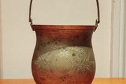 Vintage brass holy water bucket / flower vase