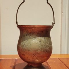 Vintage brass holy water bucket / flower vase