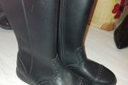New Girls Clarkes black leather boots size 12 G
