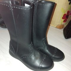 New Girls Clarkes black leather boots size 12 G