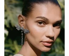 ZARA Earrings NEW Silver Butterfly Dragonfly -  Rhinestone & Pearls