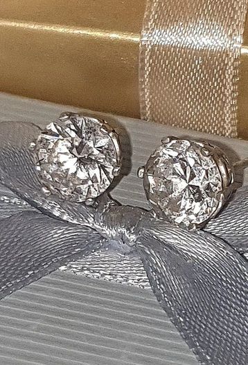 Vintage Hallmarked Silver White Sapphire Earrings