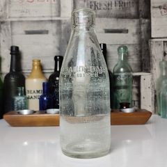 361 - Strand Dairy Vintage Collectible Decorative Clear Glass Embossed Letters Milk Bottle