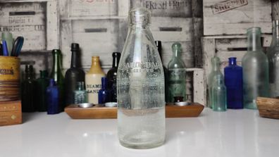 361 - Strand Dairy Vintage Collectible Decorative Clear Glass Embossed Letters Milk Bottle
