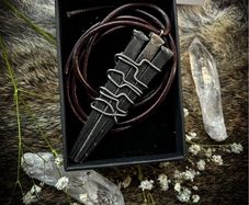 1 Protective Witchy Forged Iron Coffin Nails Pendant Necklace Draconian Brutalist Goth Wasteland Industrial