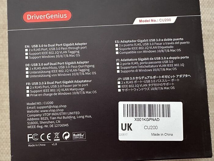 Driver Genius CU200 USB 3.0 to Dual Gigabit Ethernet Adapter with USB Pass-Through