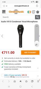 Audix VX 10 pro vocal microphone