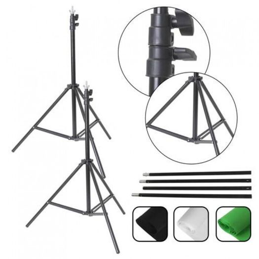 443442 2 x 2m Stand + 1.6 x 3m Non Woven Fabric Black, White, Green Background