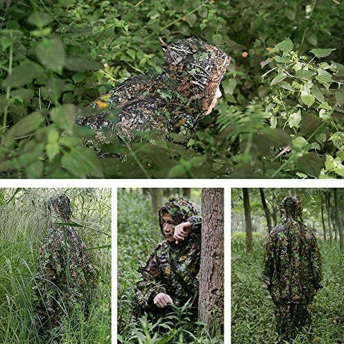 5PCS Ghillie Suit 3D Leaf Camouflage Uniform Gilly Suit