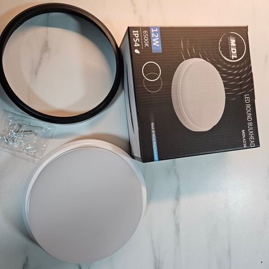 LED round bulkhead MDL4236 lamp lighting 12W A rating black/white new & boxed