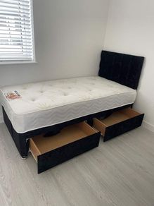 Single Luxus Divan Beds With Memory Foam Mattresses And Optional Drawers, Instock