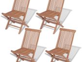 Folding Garden Chairs 4 pcs Solid Teak Wood