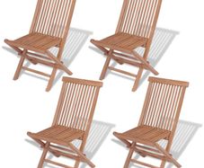 Folding Garden Chairs 4 pcs Solid Teak Wood