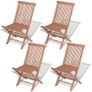 Folding Garden Chairs 4 pcs Solid Teak Wood Image 5