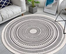 NEW Round Rug Bohemian 4FT/120cm Circle Area Rug Cotton Rug Washable Round Rug Geometric Pattern Printed Hand Woven Carpet with Tassels