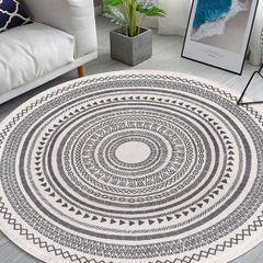 NEW Round Rug Bohemian 4FT/120cm Circle Area Rug Cotton Rug Washable Round Rug Geometric Pattern Printed Hand Woven Carpet with Tassels