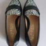 EMIS Womens Pointed Leather Loafers Shoes Black White Animal Print UK4.5 New In Box CAN POST Image 2