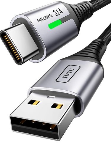 USB C Charger Cable 2m 3.1A Type C Cable Fast Charging, Braided USB A to USB-C Phone Charger Cable USBC for iPhone 16 15 Pro, Samsung Galaxy S24 S23 Ultra, Pixel 9, iPad Air, Switch, Steam etc.