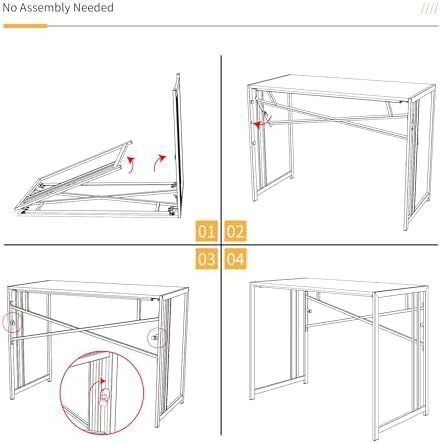 83 cm Folding Small Desk, Writing Gaming Computer Camping Desk for Small Spaces, No Assembly Required Home Office Table, Espresso