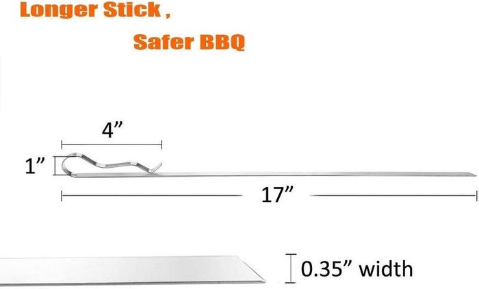 BBQ Skewers,Kebab Skewers Sticks Barbecue Forks 43cm 6-Pack Metal BBQ Skewers 8mm Flat Superior Grilling Skewers Durable and Reusable Barbecue Tool (Rack Included)
