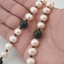 Genuine Freshwater Pearl & Green Jade Statement Necklace with Melon Dzi Pendant Image 4