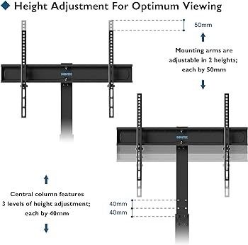 NEW SALE | Universal Floor TV Stand for 30-70 inch LED OLED LCD Plasma Flat Curved Screens, Height Adjustable Tall TV Stand with 2-Tier Tempered Glass Shelves up to 40KG, Max VESA 600x400mm