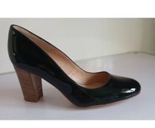Xaira Black Patent Leather Court Shoes Block Heels EU35 UK2 BNIB RRP 100  CAN POST
