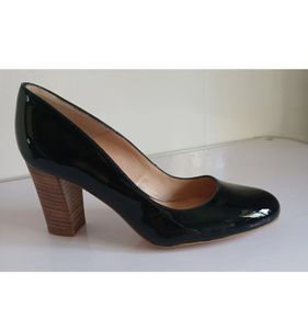 Xaira Black Patent Leather Court Shoes Block Heels EU35 UK2 BNIB RRP 100  CAN POST