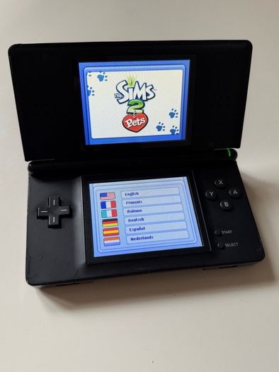 Nintendo DS Lite Black Handheld Console Bundle - Charger & Sims 2 Pets