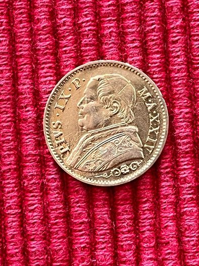 Vatican 1869 10 Lire Gold Coin Papal State Rare Low Mintage 5944 Mintage