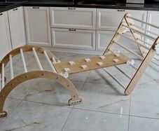 3 Piece Wooden Montessori Pikler Triangle and Climbing Set