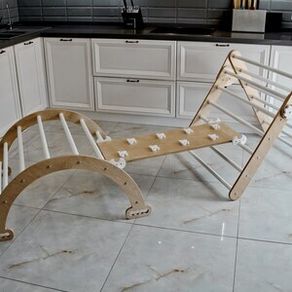 3 Piece Wooden Montessori Pikler Triangle and Climbing Set