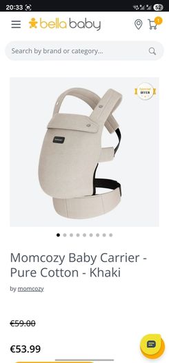New Momcozy Baby Carrier - Pure Cotton - Khaki