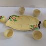Delightful Rare and Complete Carlton Ware Saladware Egg Cup Cruet Set in the Embossed Apple Blossom Pattern, Yellow Colourway, Circa 1938 Image 8