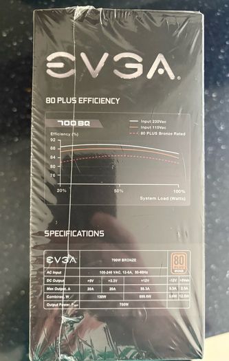 Brand new and factory sealed EVGA 700 BQ 700W 80+ Bronze power supply, never opened or used.