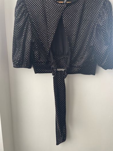 H&M divided velvet crop bow back top size 14 new