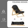Folding and Reclining Wooden Lounge Chair Comfortable Relaxation Chair with Thick Tufted Cushion Image 6