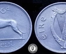 [#791] - Ireland 1959 | 6 Pence | Irish 6d | Wolfhound | KM.13a