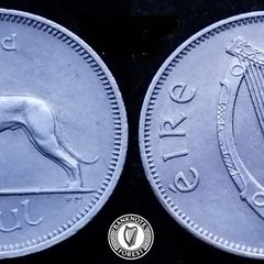 [#791] - Ireland 1959 | 6 Pence | Irish 6d | Wolfhound | KM.13a