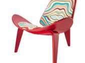 Red Ash Wood Replica Lounge Chair Black Leather Redwood Shell Chair Genuine Single Sofa Chaise for Living Room