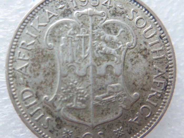 1954 South Africa 2 Shillings Silver Coin