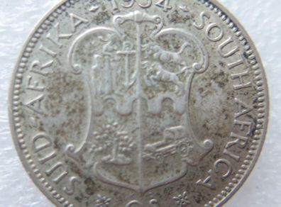 1954 South Africa 2 Shillings Silver Coin