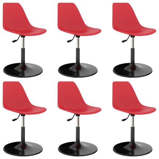 Swivel Dining Chairs 6 pcs Red PP